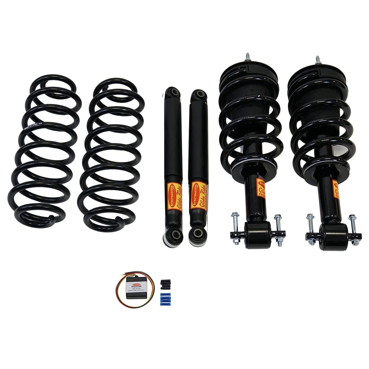 Strutmasters Conversion Kits 2014 Cadillac Escalade, Escalade ESV, EXT 4-Wheel Air Suspension Conversion/Delete Kit With Suspension Light Module (GC84FM)