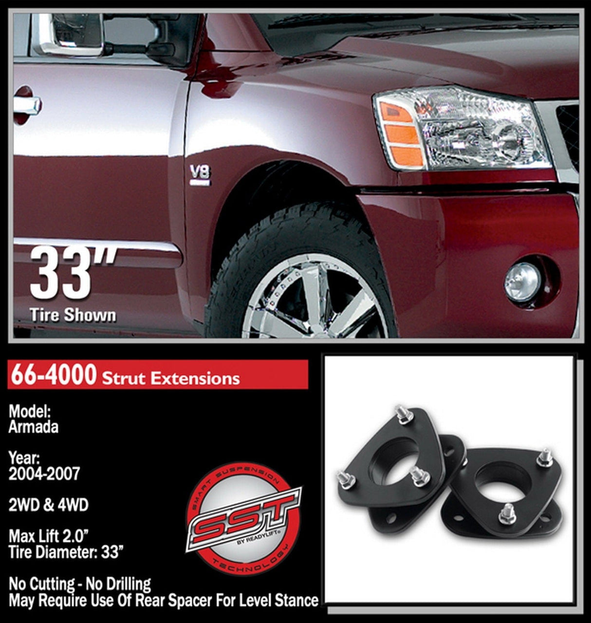 ReadyLift Suspension Front Leveling Kit ReadyLift 66-4000 Front Leveling Kit Fits Armada Armada (Pathfinder) QX56 TITAN