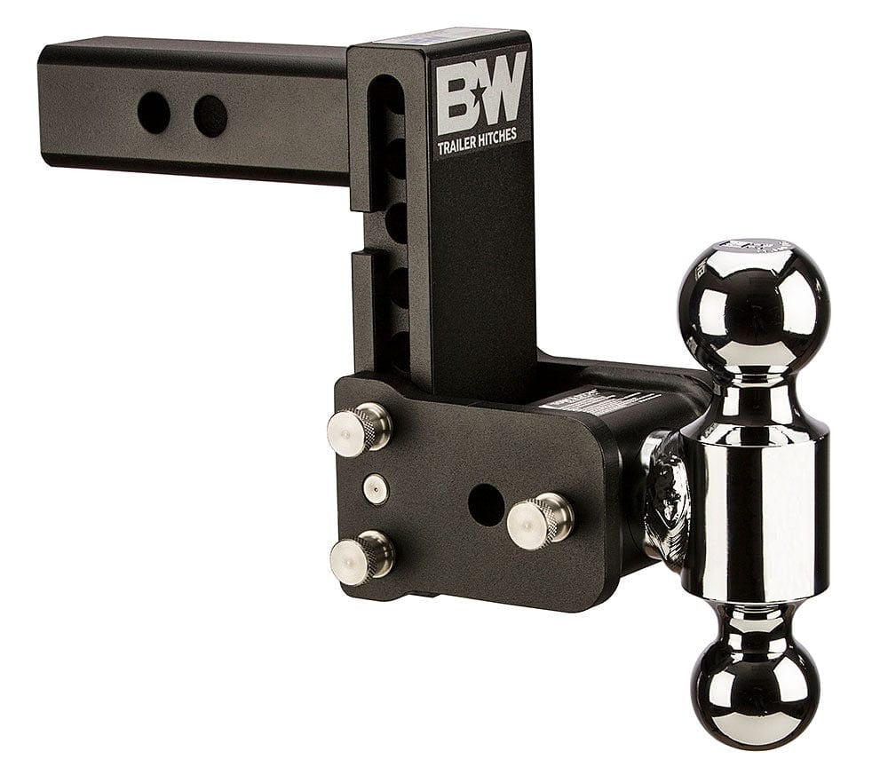 B&W Trailer Hitches Hitch Ball B&W Hitches B&W Tow And Stow Dual Ball 2" Adj Ball Mount 5" Drop/5-1/2" Rise, Black